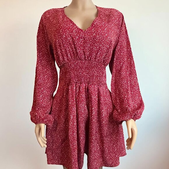 Ruffle Red Wine Flowy Dress - Picture 2 of 9